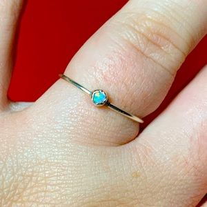 Dainty opal sterling silver stackable ring size 8